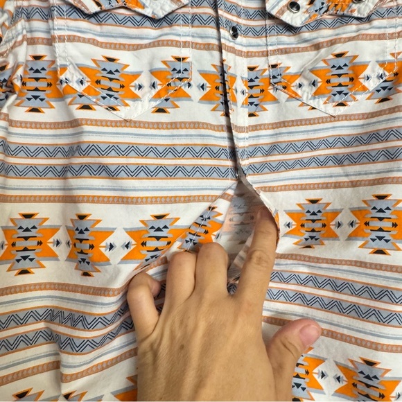 Cody James Shirt Youth Boys Size M Western Aztec Country Pearl Snap White Orange - Picture 7 of 15